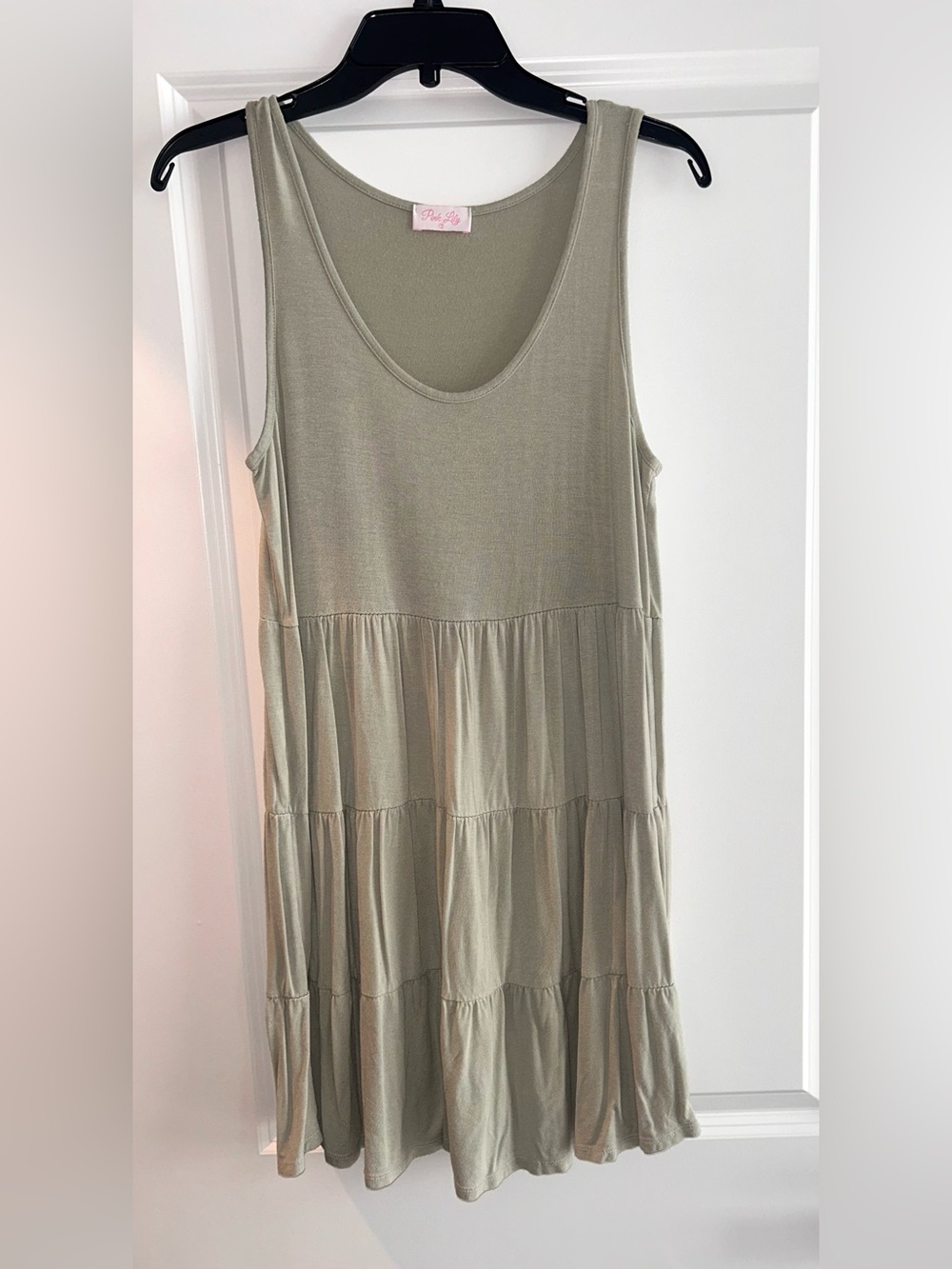 Pink Lily Olive Green Scoop Neck Dress